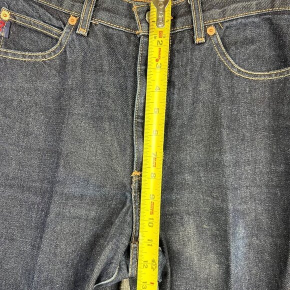 Vintage Men's Guess Jeans Boot Leg Low Waist Sz 32 Dark Wash Blue - Picture 6 of 9
